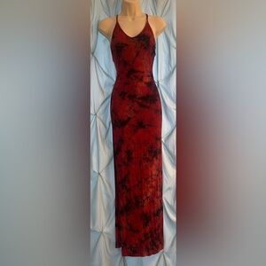 Fashion Nova Red Tie Dye Maxi Dress XS